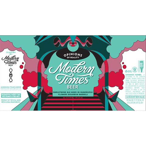Modern Times Opinions of Reality Quadruple Flowers Barrel-Aged Barleywine Ale by Modern Times Beer, beer label