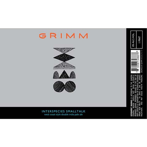 Grimm Interspecies Smalltalk West Coast DIPA by Grimm Artisanal Ales, beer label