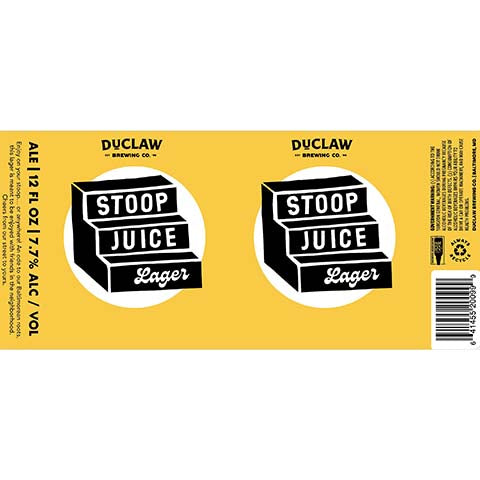 Duclaw Stoop Juice Lager by DuClaw Brewing Company, beer label