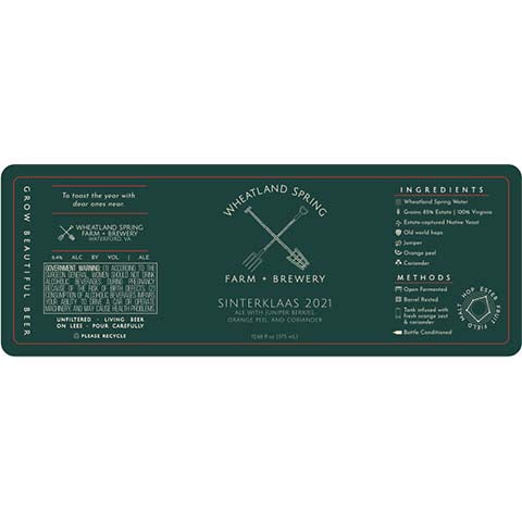 Wheatland Spring Farm+Brewery Sinterklaas 2021 Ale by Wheatland Spring Farm+Brewery, beer label