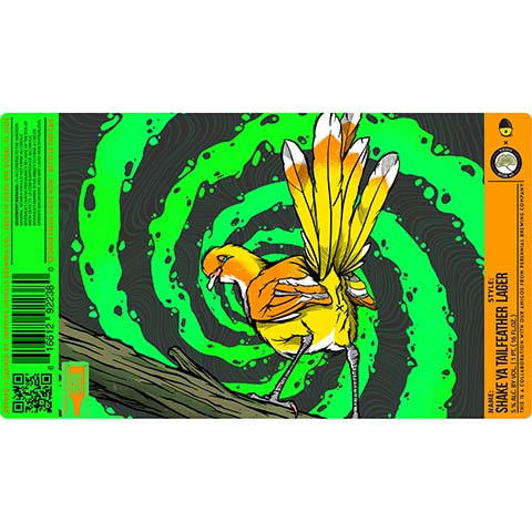 Tripping Animals Shake Ya Tailfeather Lager by Tripping Animals Brewing Co., beer label