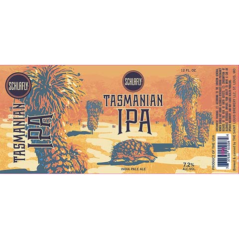 Schlafly Tasmanian IPA by The Saint Louis Brewery LLC., beer label