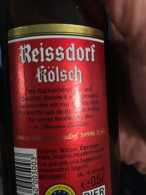Reissdorf Kölsch by Reissdorf, beer label