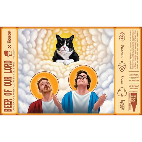 Twin Elephant Beer Of Our Lord Lager by Twin Elephant Brewing Company, beer label