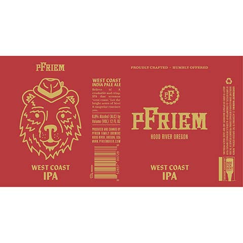 pFriem West Coast IPA by PFriem Family Brewers, beer label