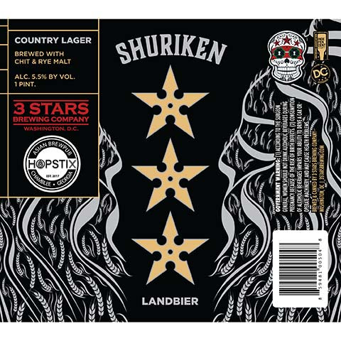 3 Stars Shuriken Landbier by 3 Stars Brewing Company, beer label