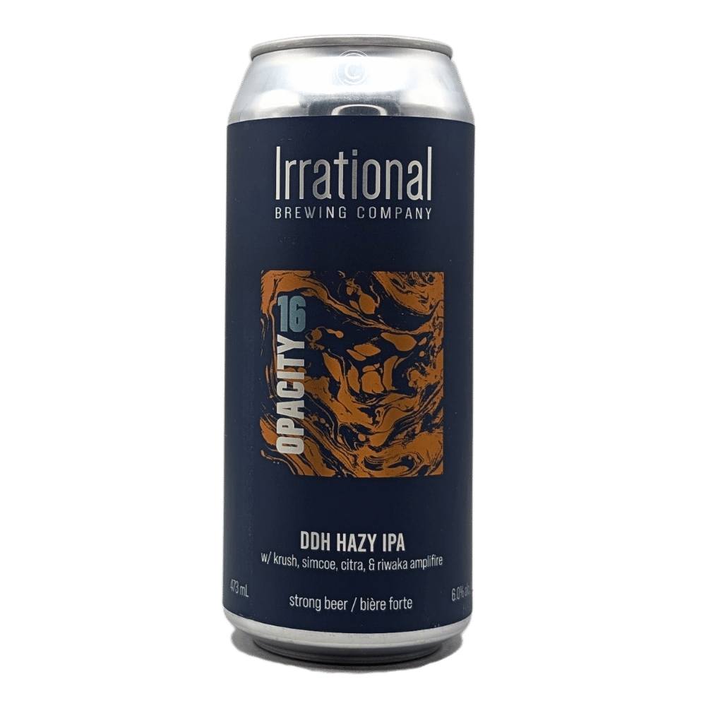 Exp. Opacity 16 DDH Hazy IPA by Irrational Brewing Company, beer label