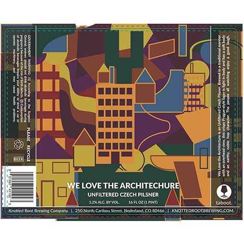 Knotted Root We Love The Architechure Pilsner by Knotted Root Brewing, beer label