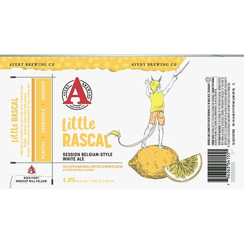 Avery Little Rascal White Ale by Avery Brewing Co, beer label
