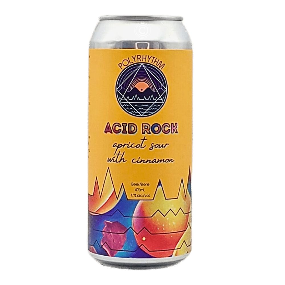 Acid Rock Apricot Sour with Cinnamon by Polyrhythm Brewing, beer label