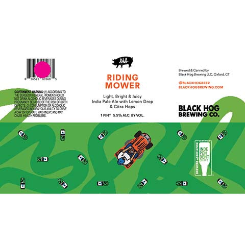 Black Hog Riding Mower IPA by Black Hog Brewing Co, beer label