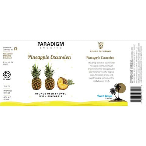 Paradigm Pineapple Excursion by Paradigm Brewing, beer label