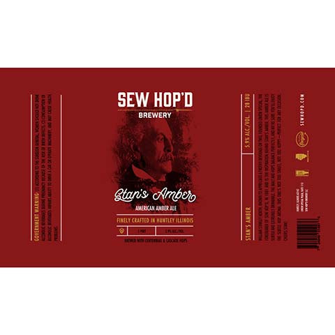Sew Hop'd Stan's Amber Ale by Sew Hop'd Brewery, beer label