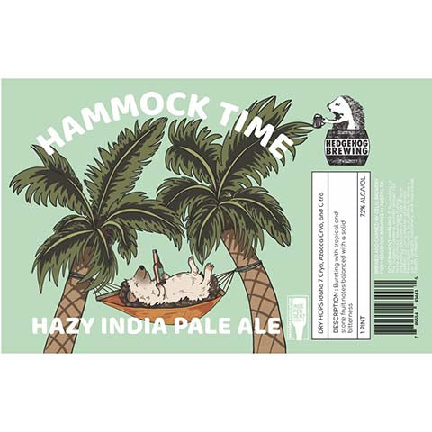 Hedgehog Hammock Time Hazy IPA by Hedgehog Brewing, beer label