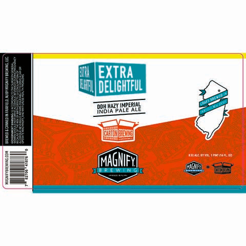 Magnify Extra Delightful DDH Hazy Imperial IPA by Magnify Brewing Company, beer label