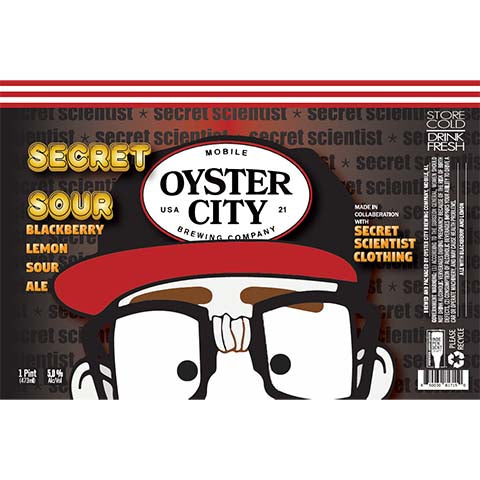 Oyster City Secret Sour Blackberry Lemon Sour Ale by Oyster City Brewing Company, beer label