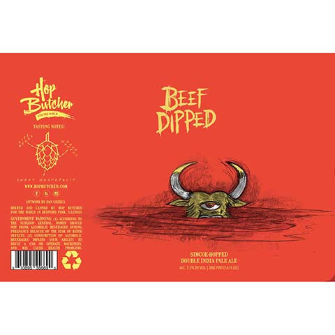 Hop Butcher Beef Dipped DIPA by Hop Butcher For the World, beer label