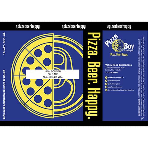 Pizza Boy Iron Soldier Pale Ale by Pizza Boy Brewing Co, beer label