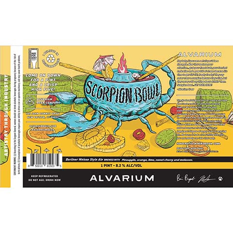 Alvarium Scorpion Bowl Berliner Weisse Style Ale by PCS Distilling Company, beer label