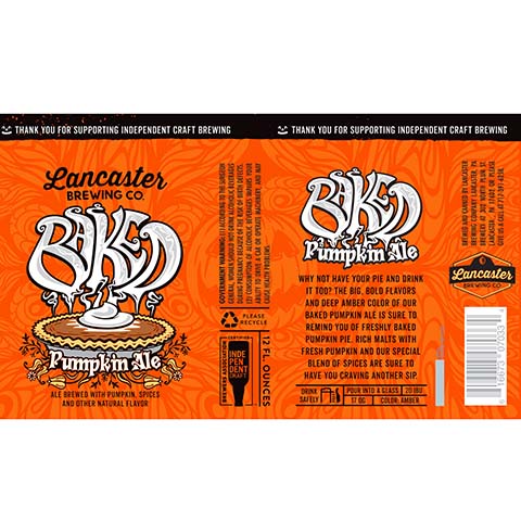 Lancaster Baked Pumpkin Ale by Lancaster Brewing Co, beer label