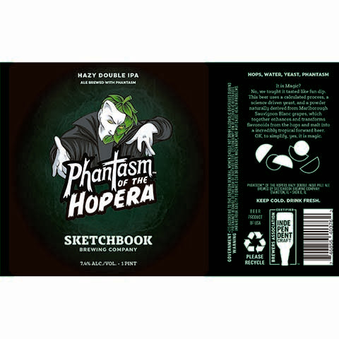 Sketchbook Phantasm of the Hopera Hazy DIPA by Sketchbook Brewing Company, beer label