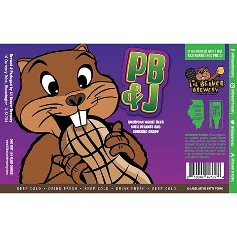 Lil Beaver PB & J Wheat Beer by Lil Beaver Brewery, beer label