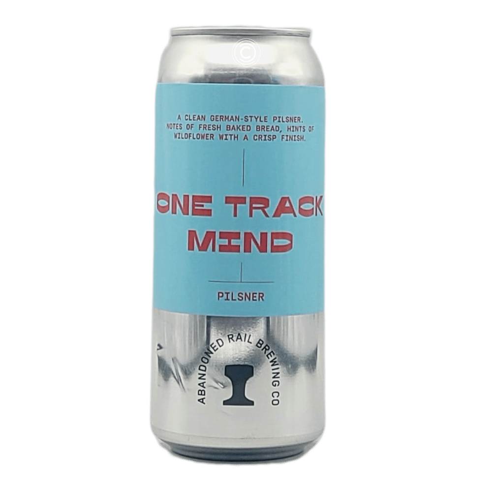 One Track Mind Pilsner by Abandoned Rail Brewing Co., beer label