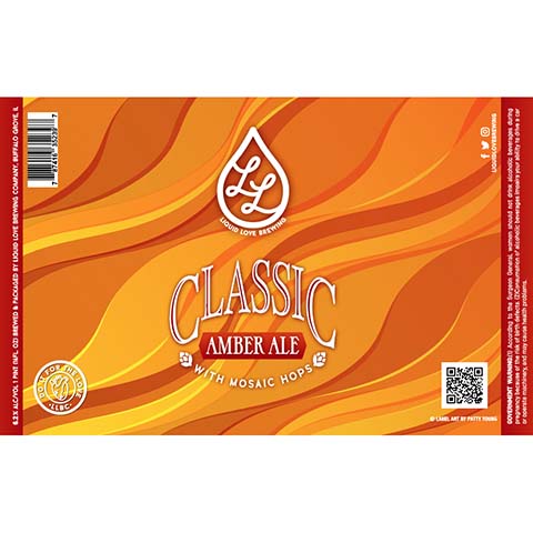Liquid Love Classic Amber Ale by Liquid Love Brewing company, beer label