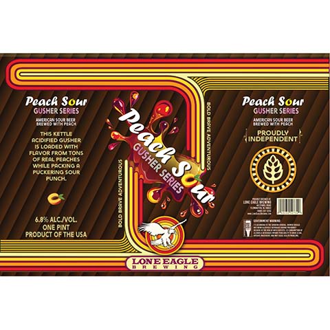 Lone Eagle Peach Sour Gusher Series by Lone Eagle Brewing, beer label