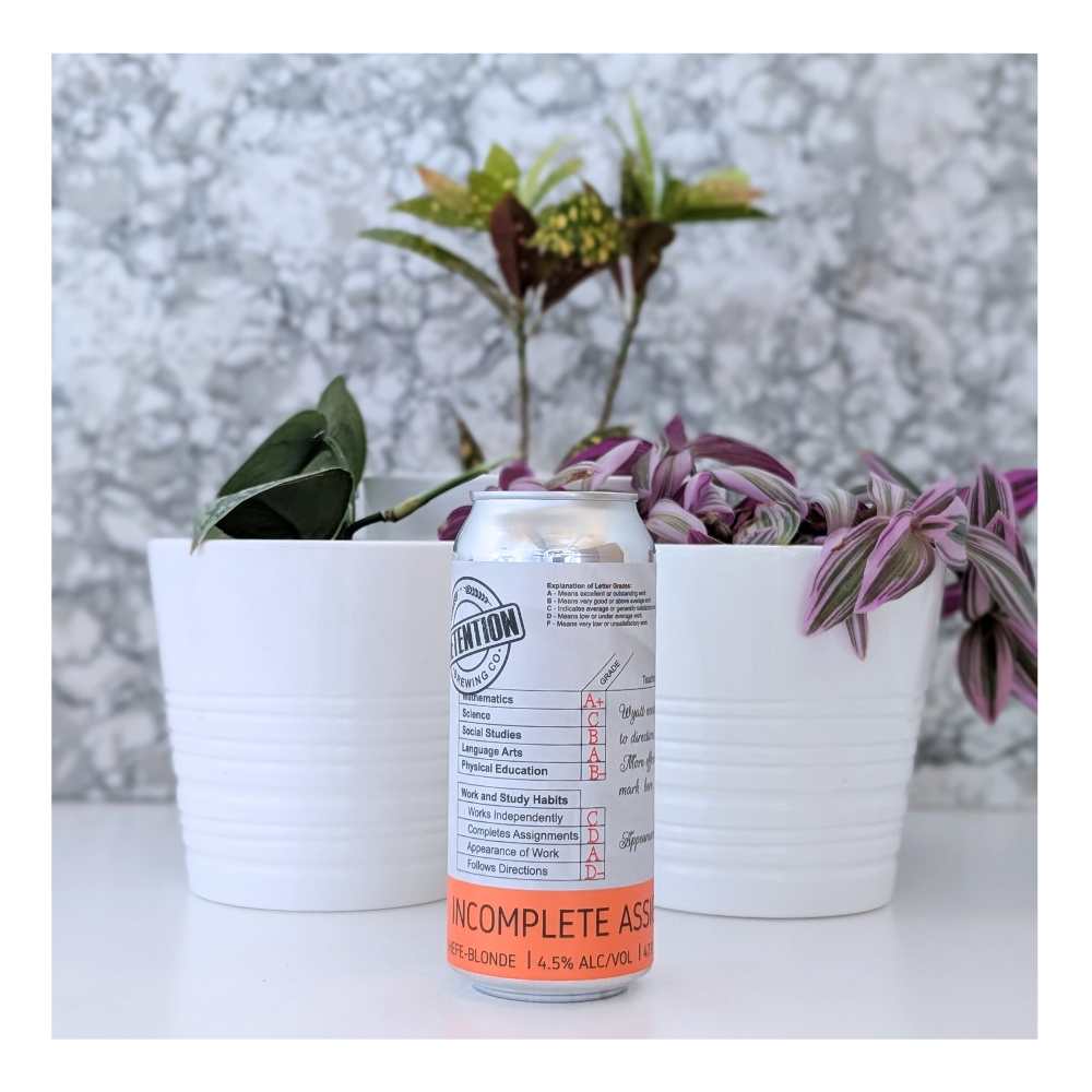 Incomplete Assignment Hefe-Blonde by Detention Brewing Co., beer label