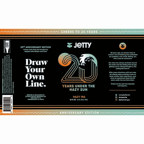 Double Nickel Jetty 20 Years Under The Hazy Sun Hazy IPA by Double Nickel Brewing Company, beer label