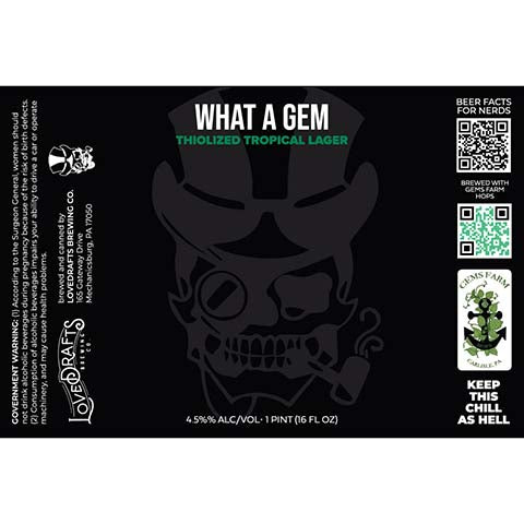 Lovedrafts What A Gem Lager by Lovedrafts Brewing Co., beer label
