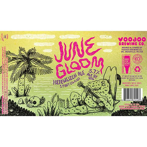 Voodoo June Gloom Hefeweizen Ale by Voodoo Brewing Co, beer label