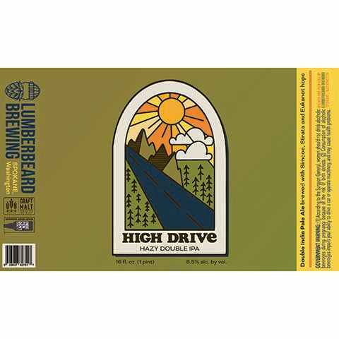 Lumberbeard High Drive Hazy DIPA by Lumberbeard Brewing, beer label