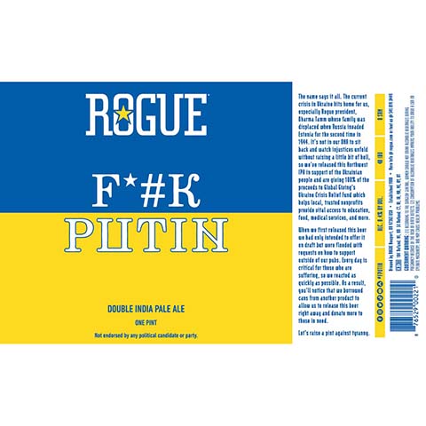 Rogue F*ck Putin DIPA by Rogue Ales Brewery, beer label