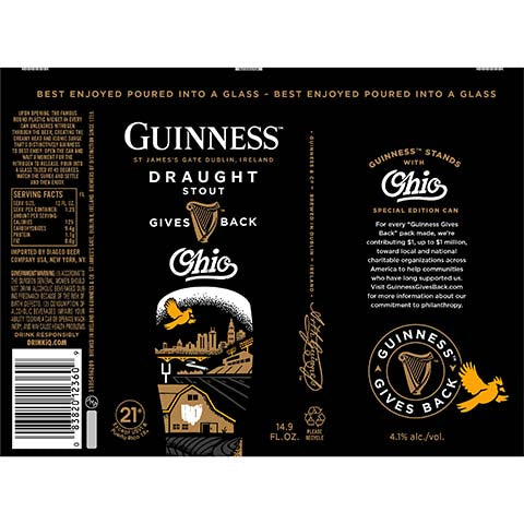 Guinness Draught Ohio by Guinness, beer label
