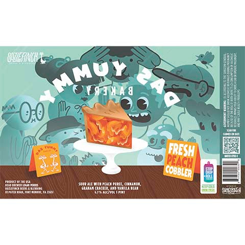 Oozlefinch Das Yummy Bakery Sour (Peach Cobbler) by Oozlefinch Beers & Blending, beer label