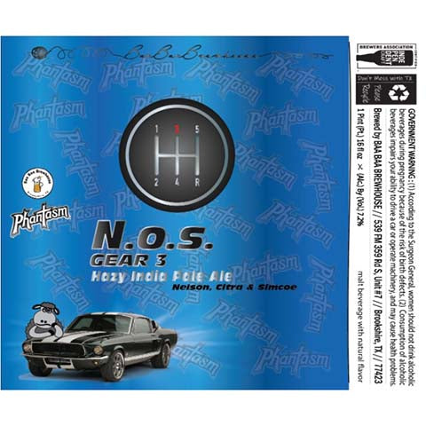 N.O.S Gear 3 Hazy IPA by Baa Baa Brewhouse, beer label