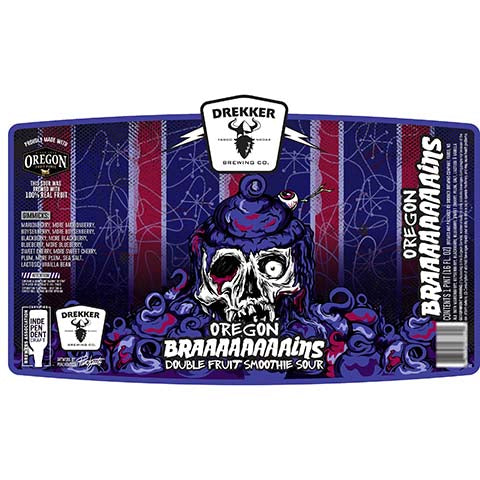Drekker Oregon Braaaaaaaaains Double Fruit Smoothie Sour by Drekker Brewing Company, beer label
