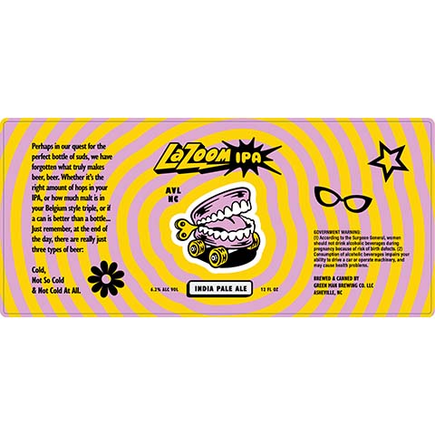 Green Man Lazoom IPA by Green Man Brewing Co, beer label