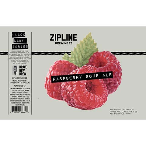 Zipline Raspberry Sour Ale by Zipline Brewing Co, beer label