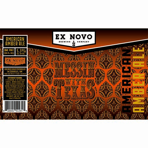 Ex Novo Messin With Texas Amber Ale by Ex Novo Brewing Co, beer label