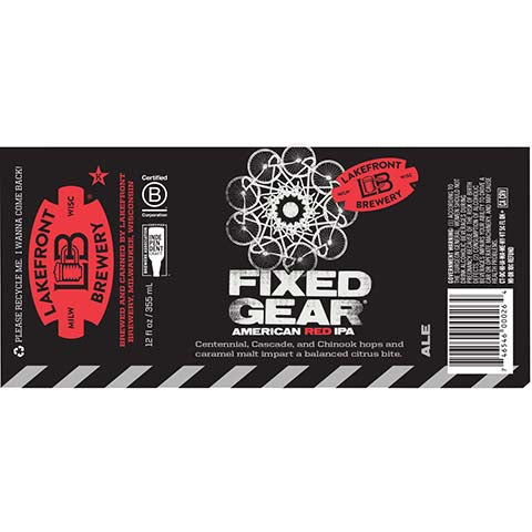 Lakefront Fixed Gear Red IPA by Lakefront Brewery Inc, beer label