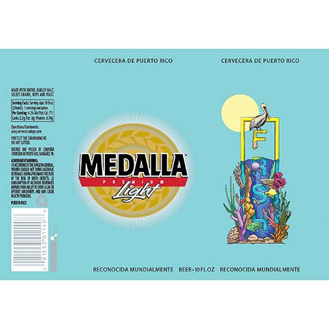 Medalla Light FRSH Turquoise by Compania Cervecera, beer label