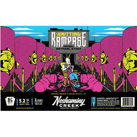 Neshaminy Creek Knitting Rampage Imperial Oatmeal Stout by Neshaminy Creek Brewing Co, beer label
