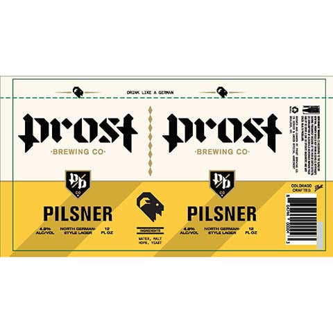 Prost Pilsner Lager by Prost Brewing, beer label