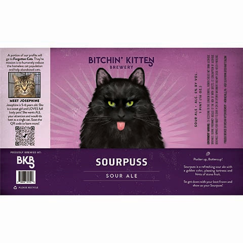 Bitchin' Kitten Sourpuss Sour Ale by Bitchin' Kitten Brewery, beer label