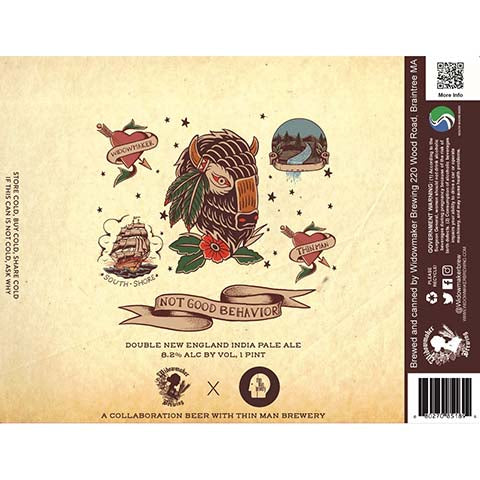 Widowmaker Not Good Behavior Double New England IPA by Widowmaker Brewing, beer label