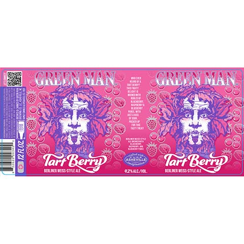 Green Man Tart Berry Berliner Weiss Ale by Green Man Brewing Co, beer label