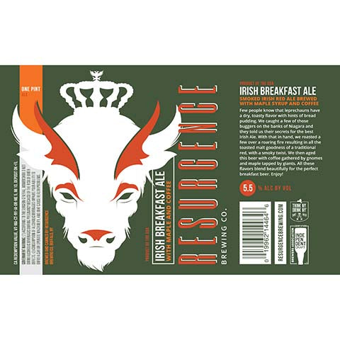 Resurgence Irish Breakfast Ale by Resurgence Brewing Company, beer label